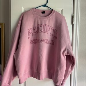 Pacific Sunwear Pink Embroidered Crewneck Sweatshirt Jogger Set